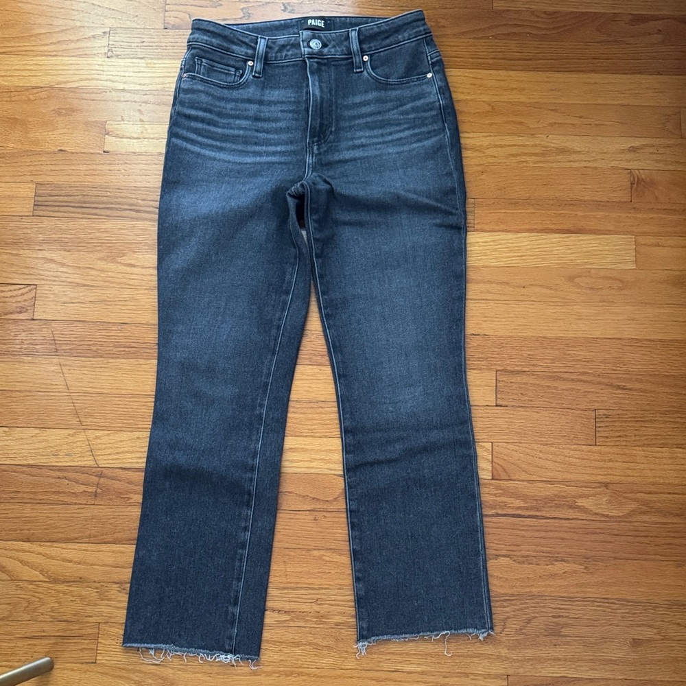 PAIGE Straight Leg Jeans in Dark Charcoal Wash